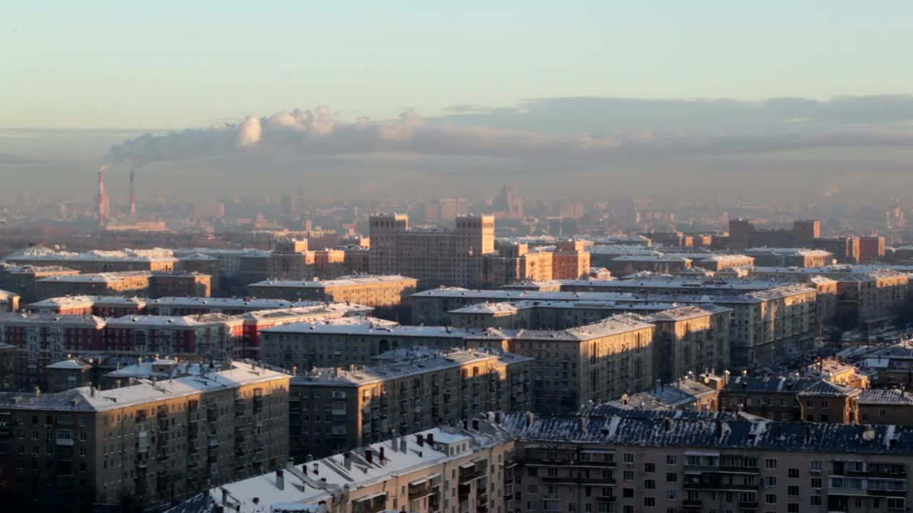 Free Video Stock sunrise over an industrial part of town Live Wallpaper