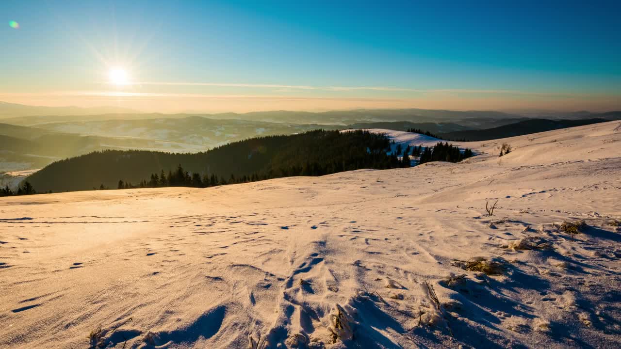 Free Video Stock sunset in the snow time lapse Live Wallpaper