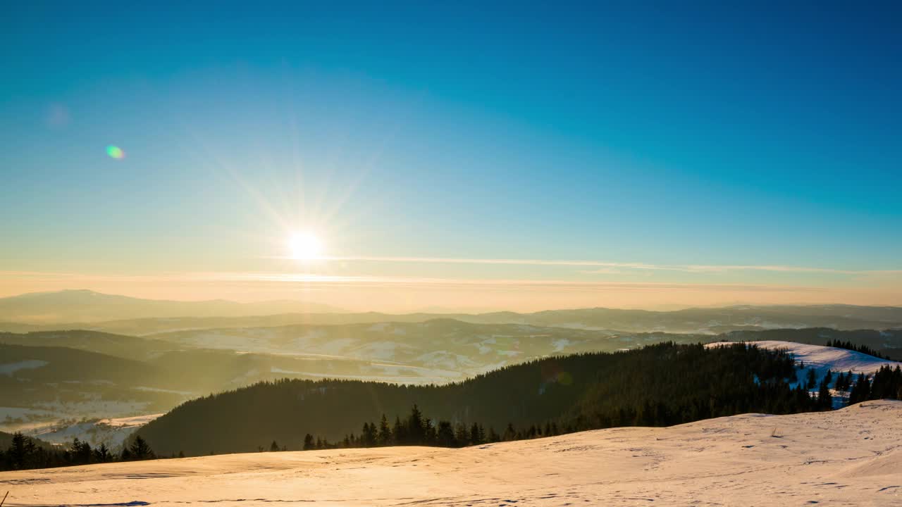 Free Video Stock sunset in the winter mountains skyline Live Wallpaper
