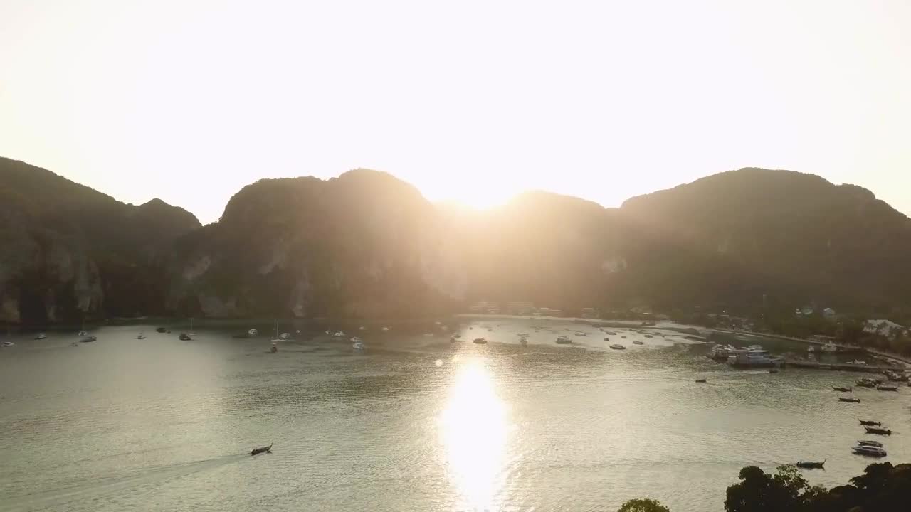 Free Video Stock sunset on a small gulf from above Live Wallpaper