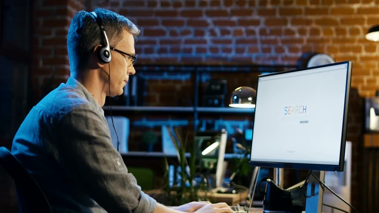 Free Video Stock surfing the internet in the office Live Wallpaper