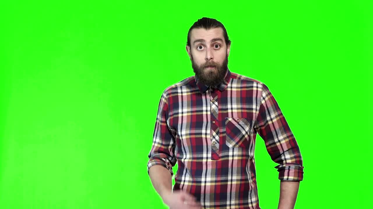 Free Video Stock surprised man and a green screen Live Wallpaper