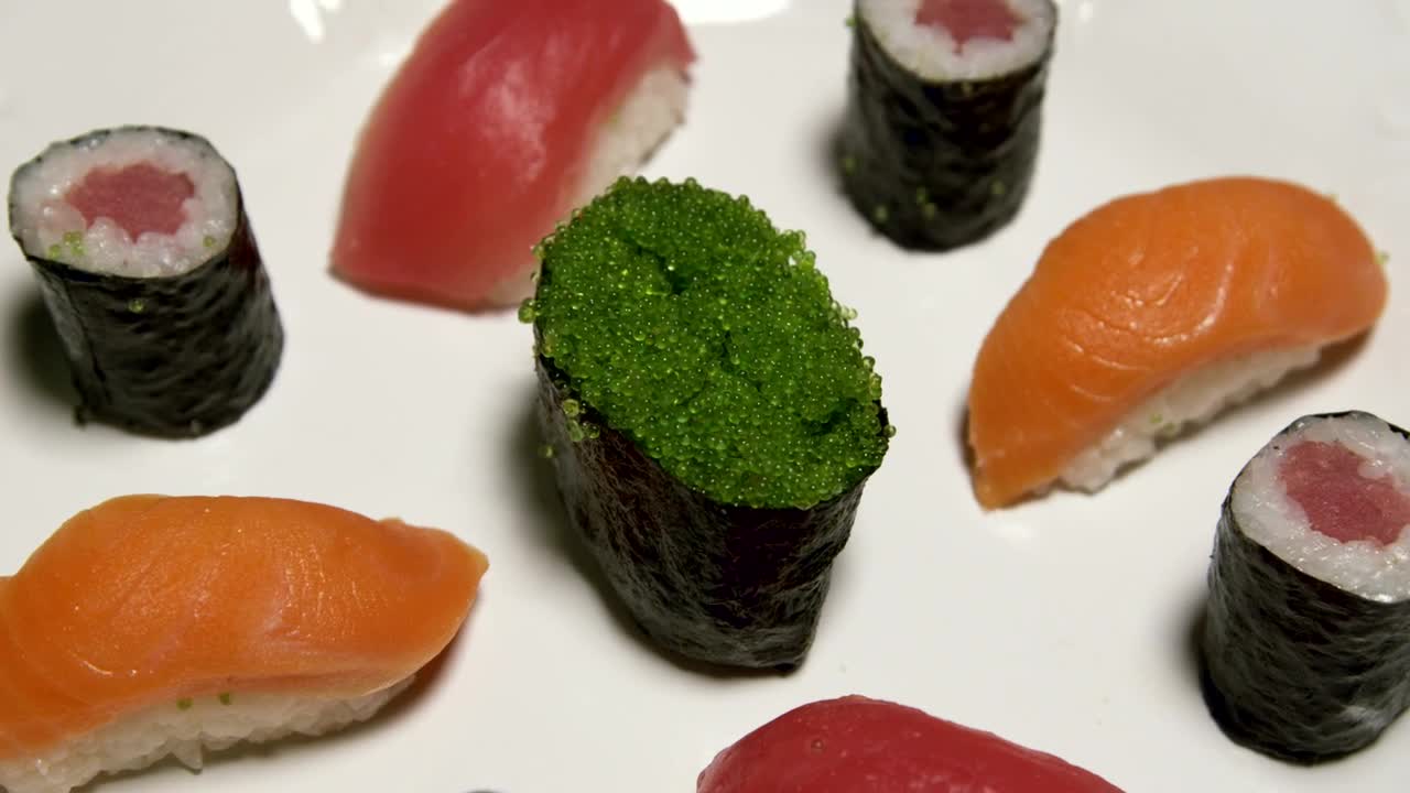Free Video Stock sushi selection on a plate Live Wallpaper