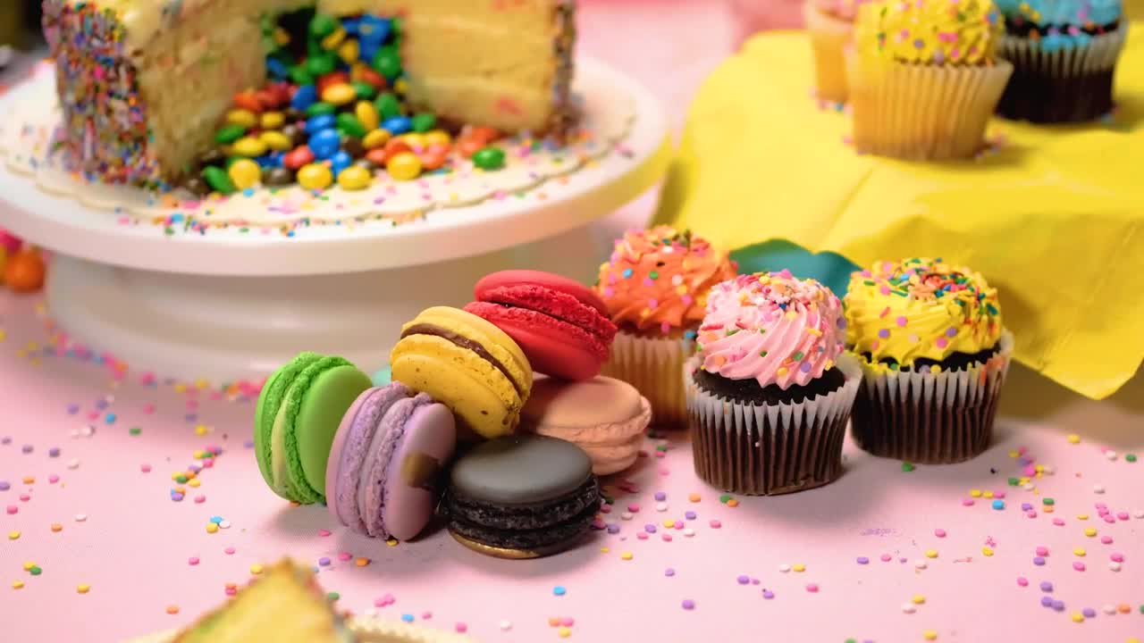 Free Video Stock table of a birthday party with cake Live Wallpaper