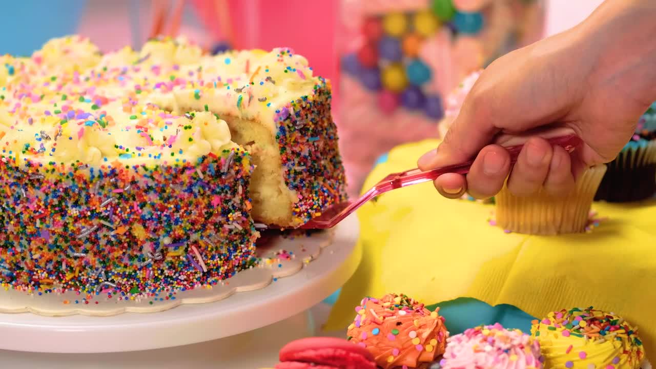 Free Video Stock taking a slice of birthday cake Live Wallpaper