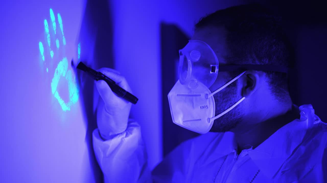 Free Video Stock taking and analyzing fingerprints under black light Live Wallpaper