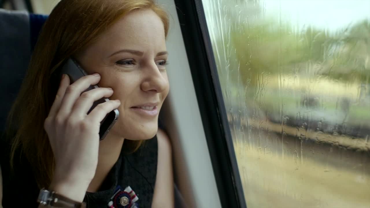 Free Video Stock talking on the phone while traveling Live Wallpaper