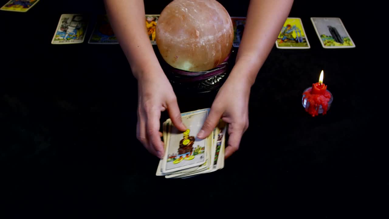 Free Video Stock tarot cards being prepared Live Wallpaper