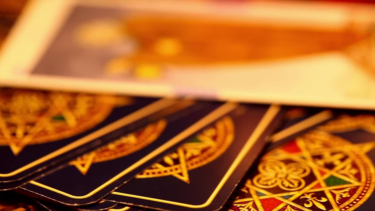 Free Video Stock tarot cards on the table macro Live Wallpaper