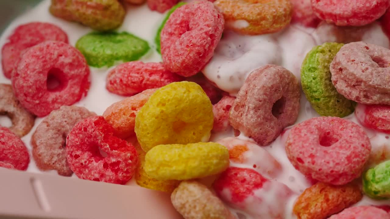 Free Video Stock texture of sugary cereal with yogurt Live Wallpaper