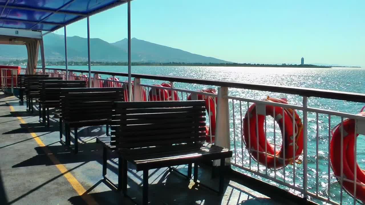 Free Video Stock the sea seen from an alone ferry boat Live Wallpaper