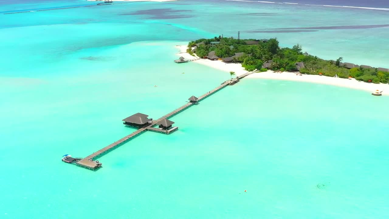 Free Video Stock the turquoise sea pier aerial view Live Wallpaper