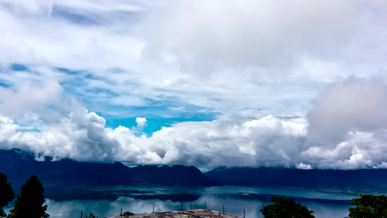 Free Video Stock thick clouds above a still lake Live Wallpaper