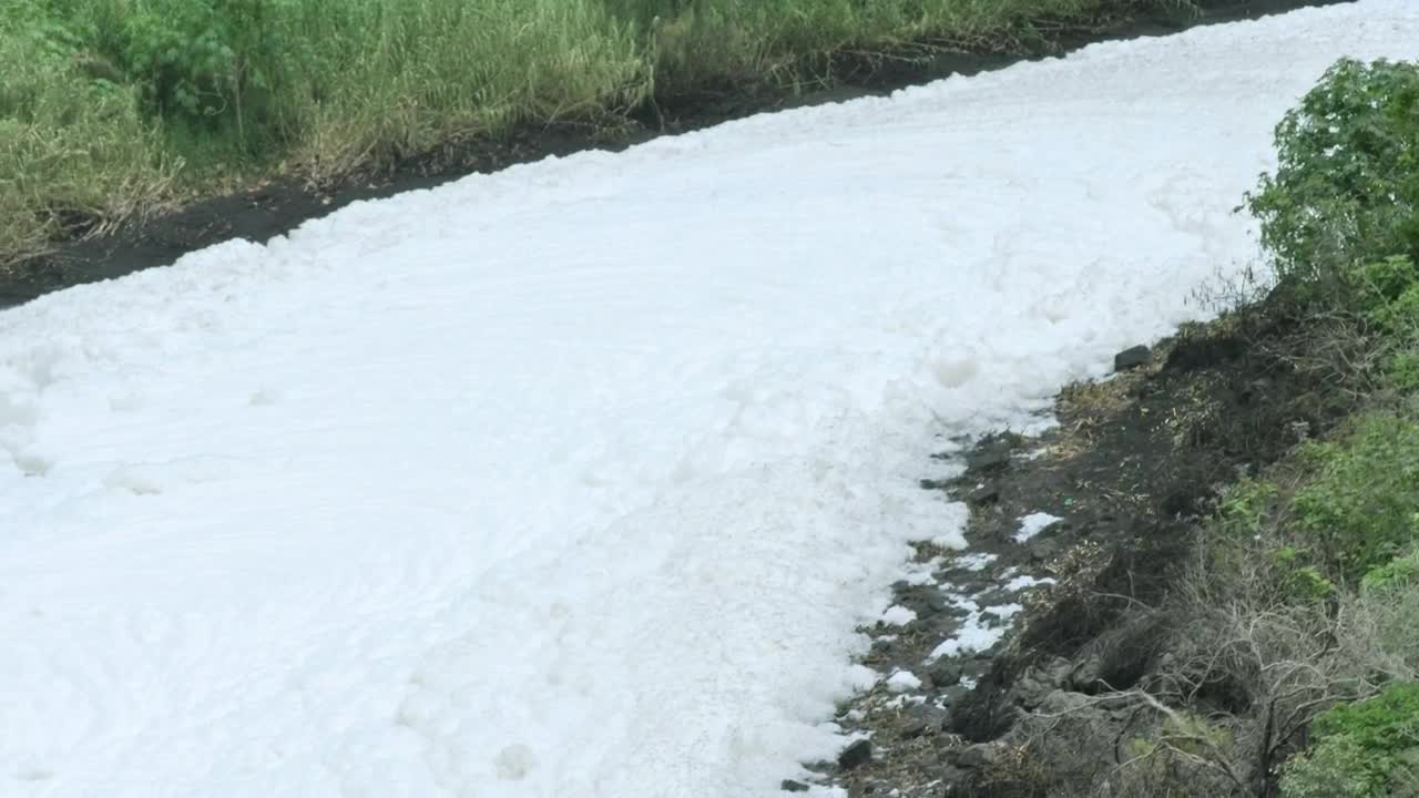 Free Video Stock thick layer of foam covering a path Live Wallpaper