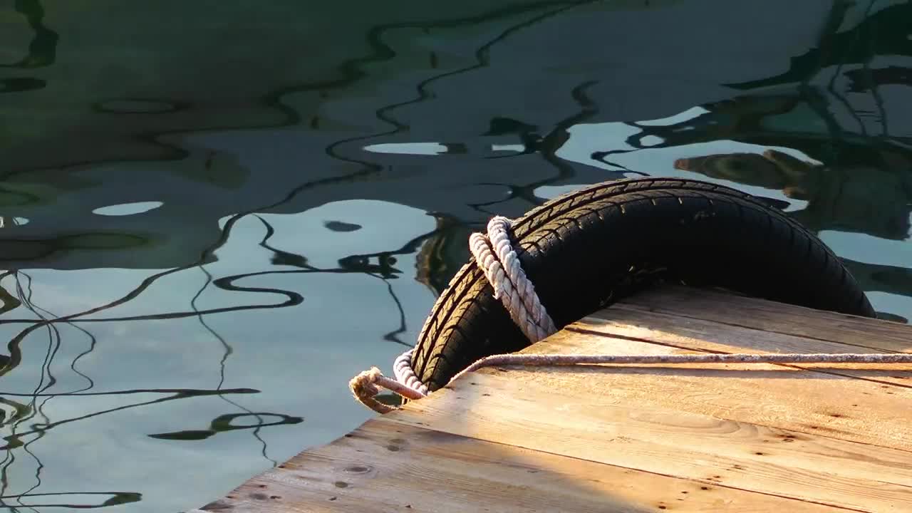 Free Video Stock tied rim on the edge of a pier close up Live Wallpaper