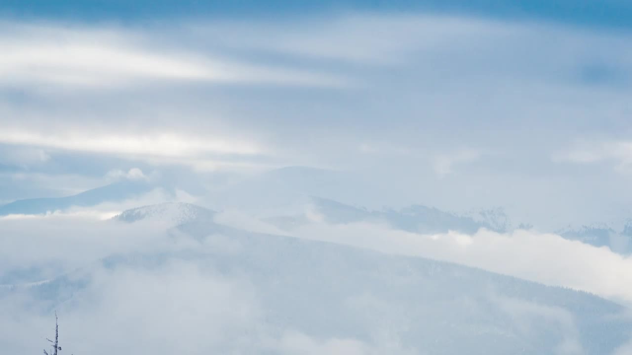 Free Video Stock tilt shot in a foggy winter mountains Live Wallpaper