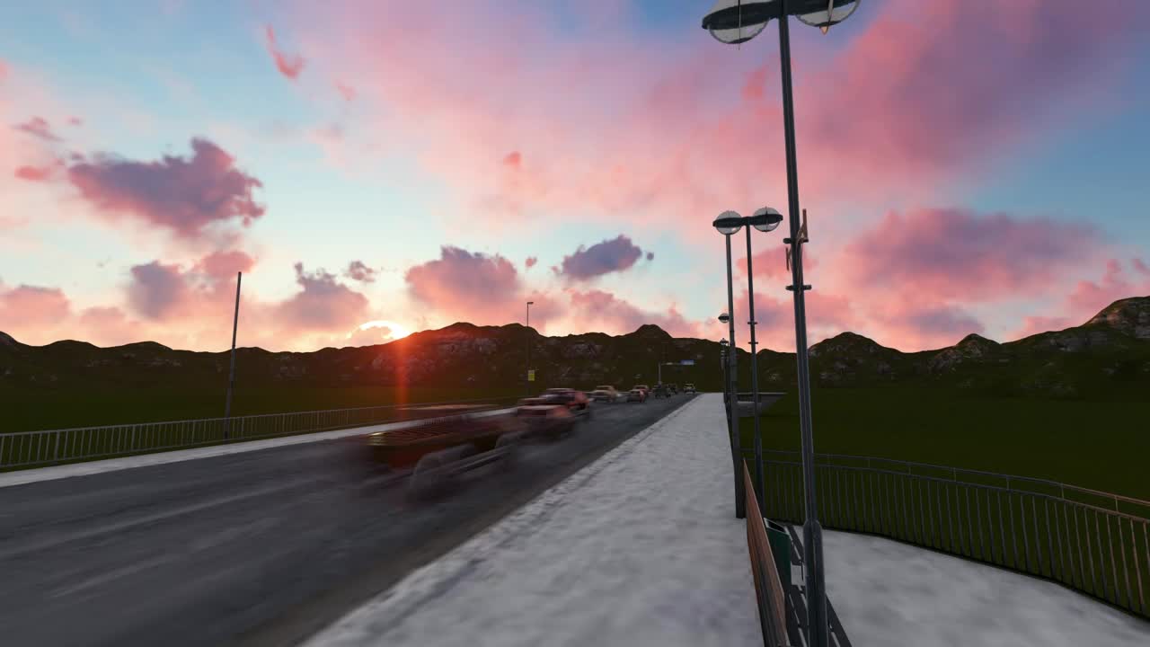 Free Video Stock time lapse of a d render city traffic Live Wallpaper