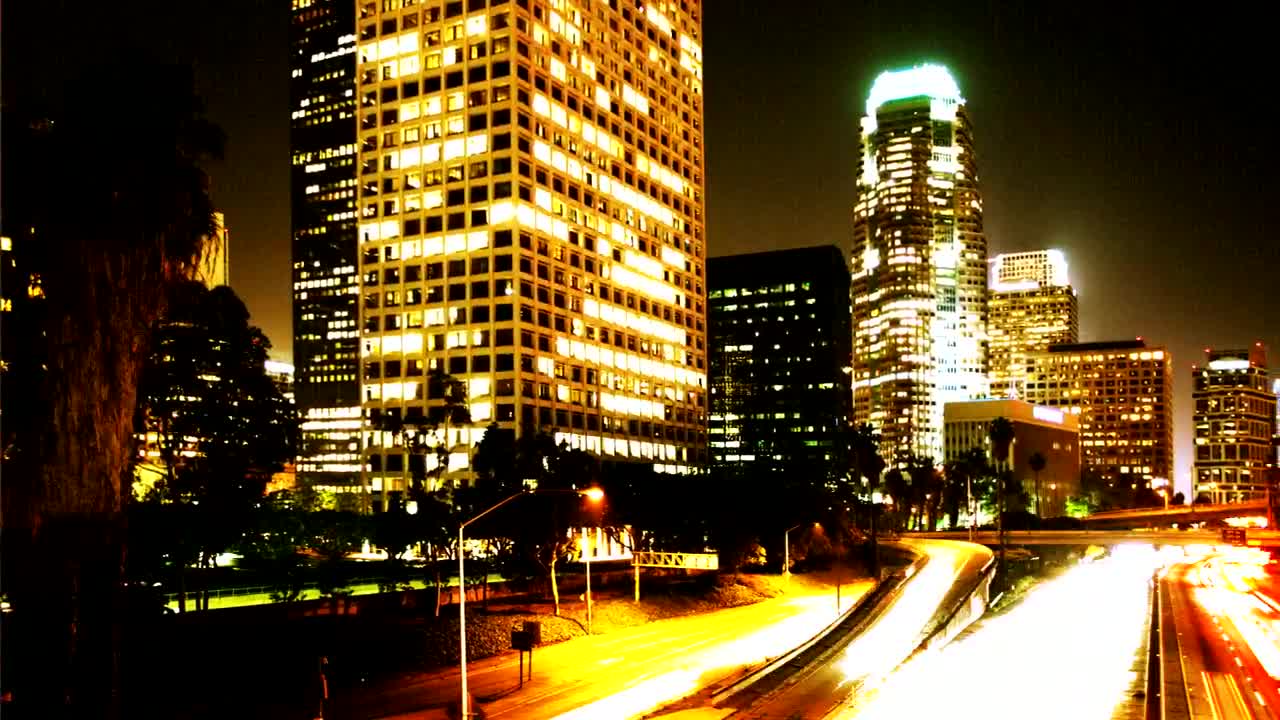 Free Video Stock time lapse of an avenue overnight Live Wallpaper