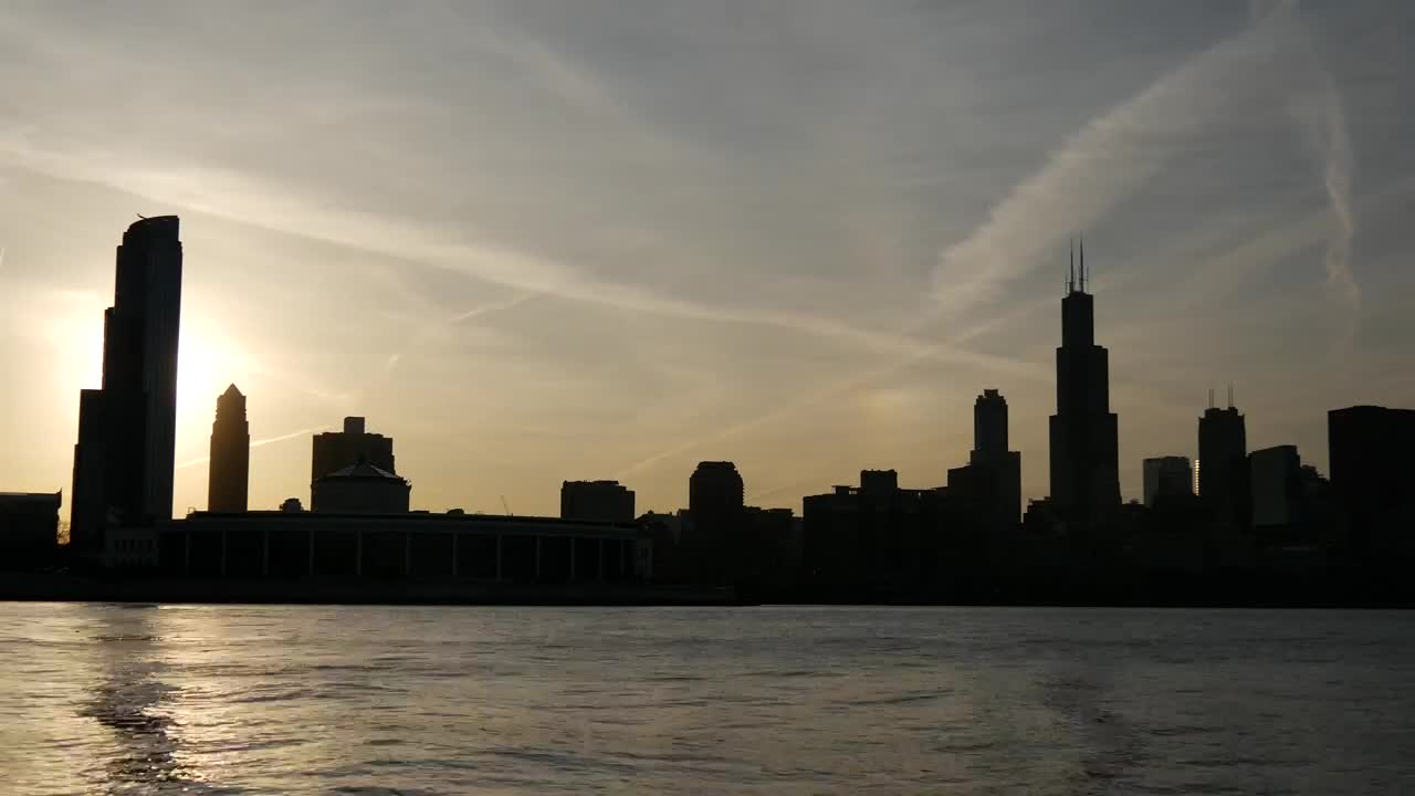 Free Video Stock time lapse of the chicago skyline sunset Live Wallpaper