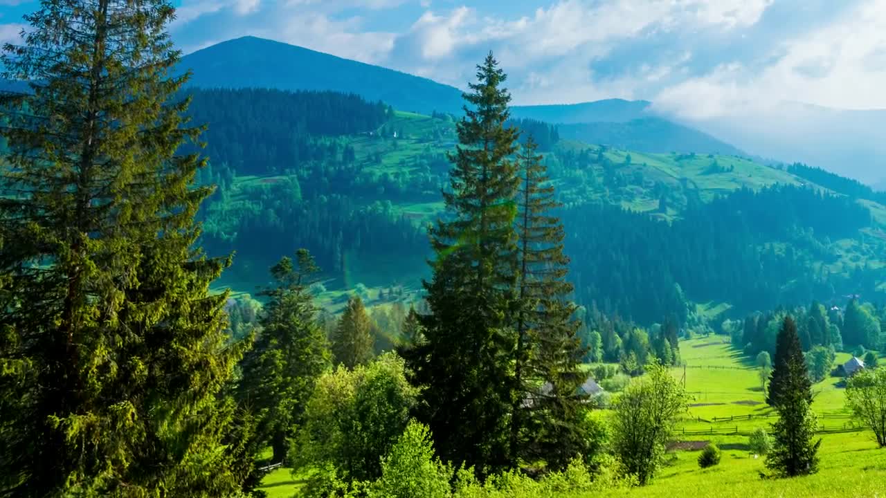 Free Video Stock time lapse pan shot of a mountainous valley Live Wallpaper