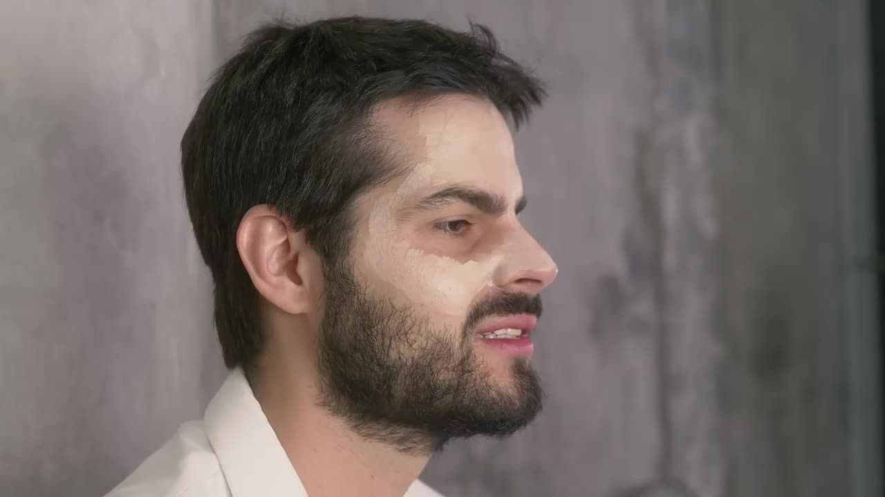 Free Video Stock timelapse making up the face of a bearded man Live Wallpaper