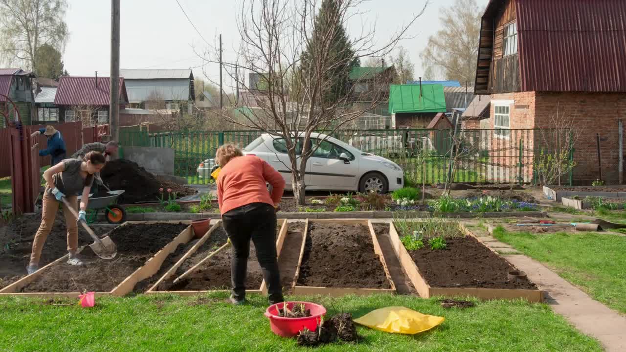Free Video Stock timelapse of a family working on the garden Live Wallpaper