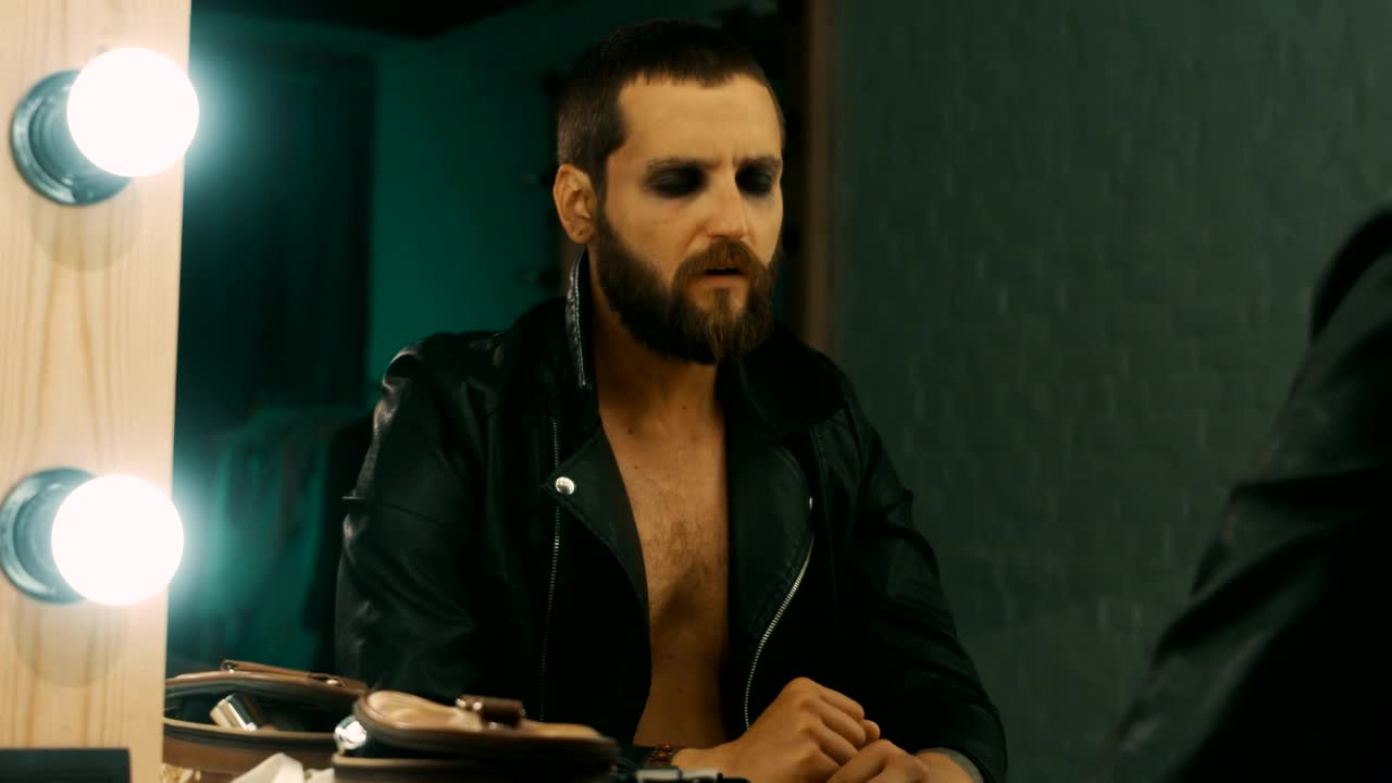 Free Video Stock tired actor in front of the mirror Live Wallpaper