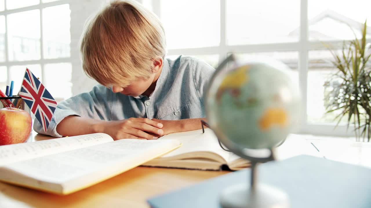 Free Video Stock tired boy wakes up after falling alseep on desk in Live Wallpaper