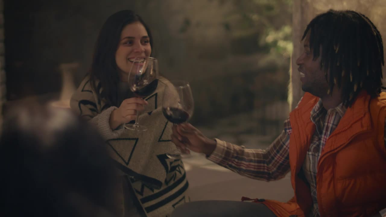 Free Video Stock toast between friends with glasses of wine Live Wallpaper