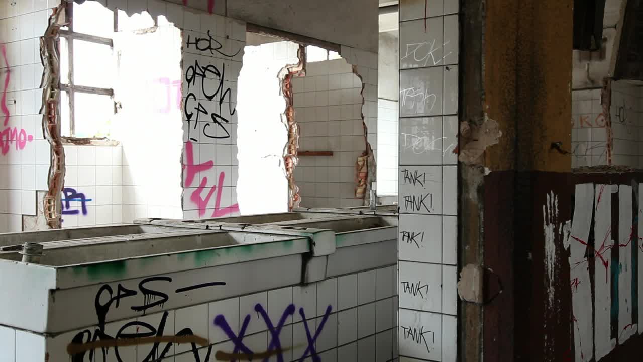 Free Video Stock toilet block in an abandoned building Live Wallpaper