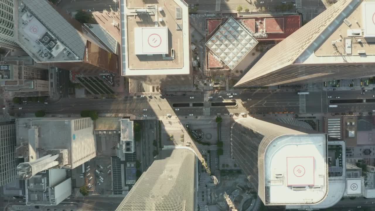 Free Video Stock top aerial shot of skyscrapers and avenues in la Live Wallpaper