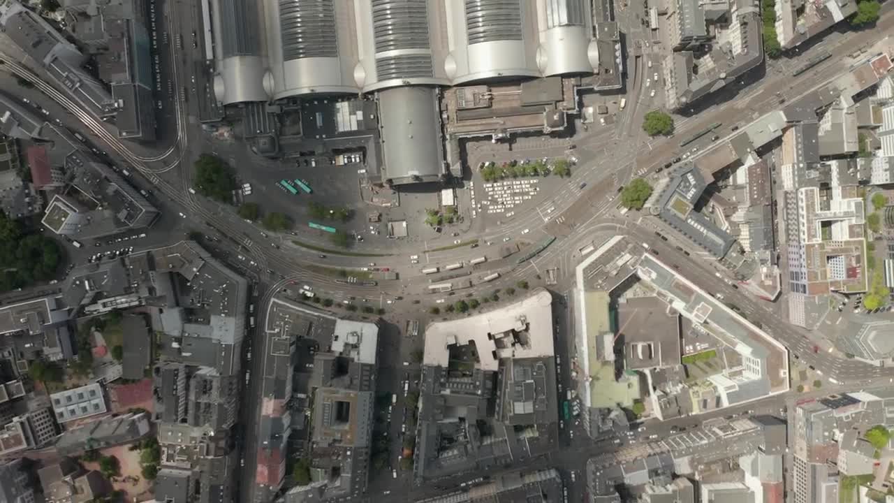 Free Video Stock top aerial spinning shot of germany train station Live Wallpaper