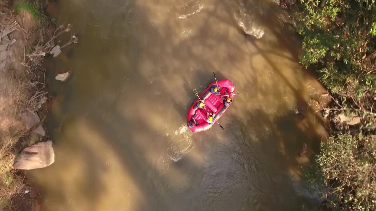 Free Video Stock top shot of people rafting on a river Live Wallpaper