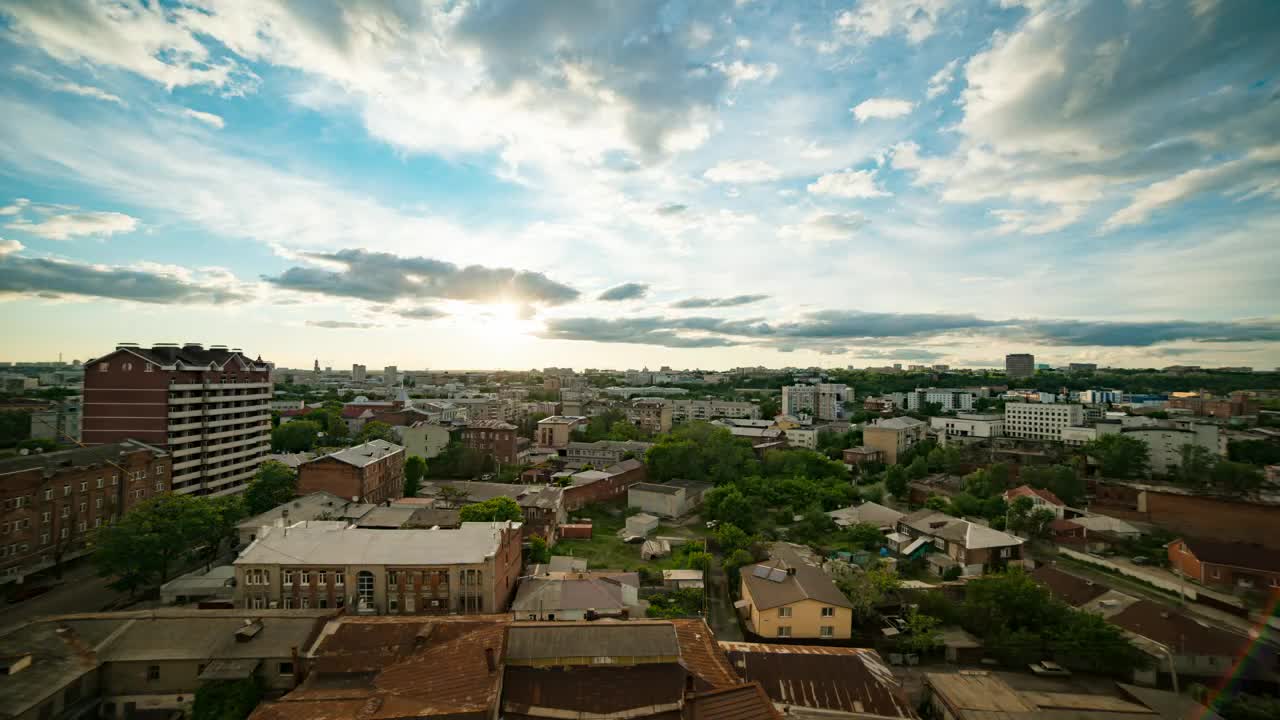 Free Video Stock top view of a town during sunset Live Wallpaper