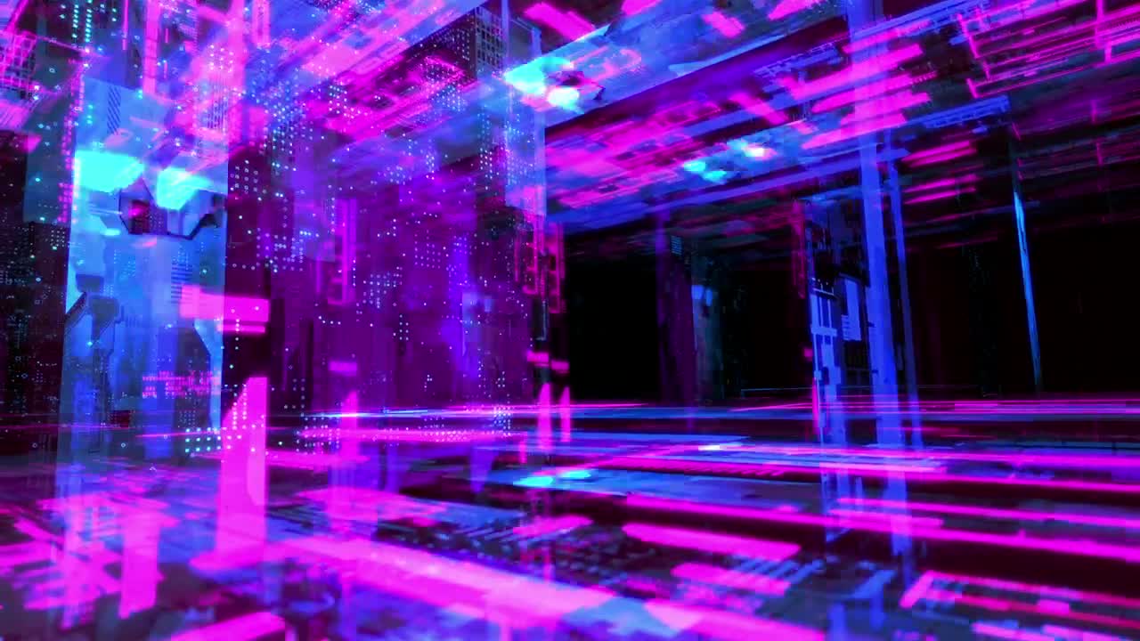 Free Video Stock touring a symbolic digital world of artificial intelligence and information Live Wallpaper