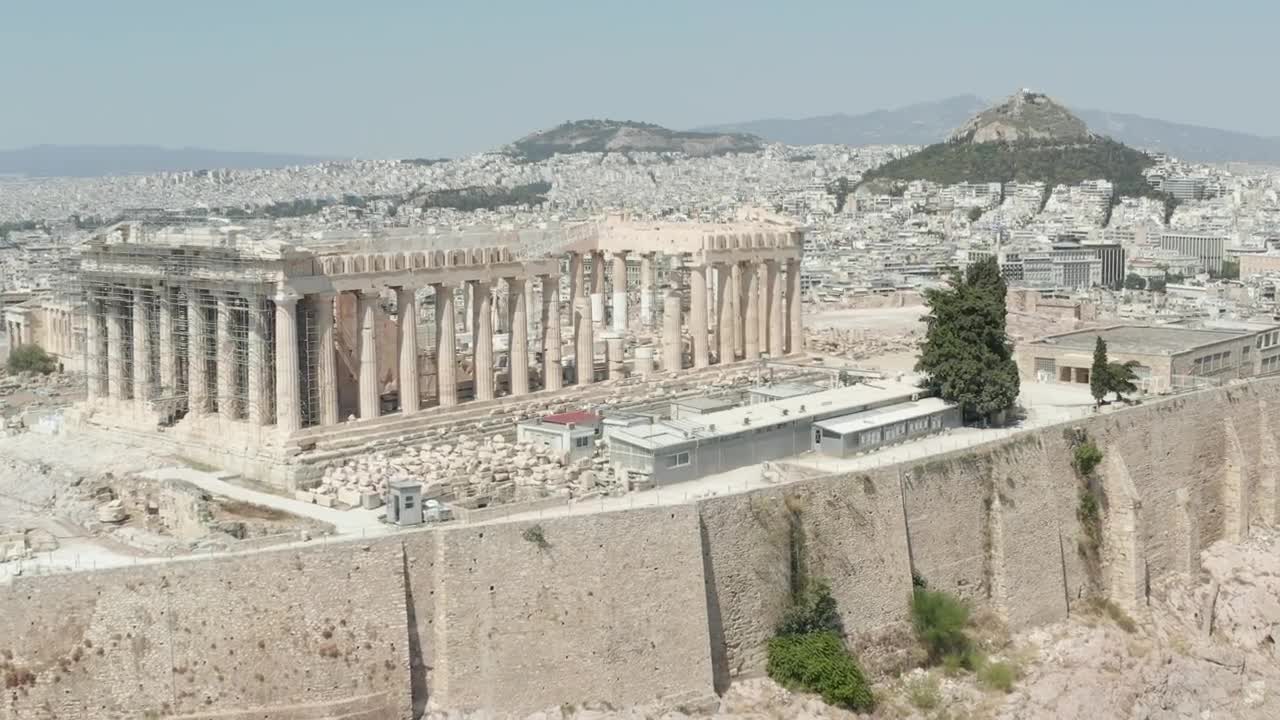 Free Video Stock tourist ruins of ancient greece aerial shot Live Wallpaper
