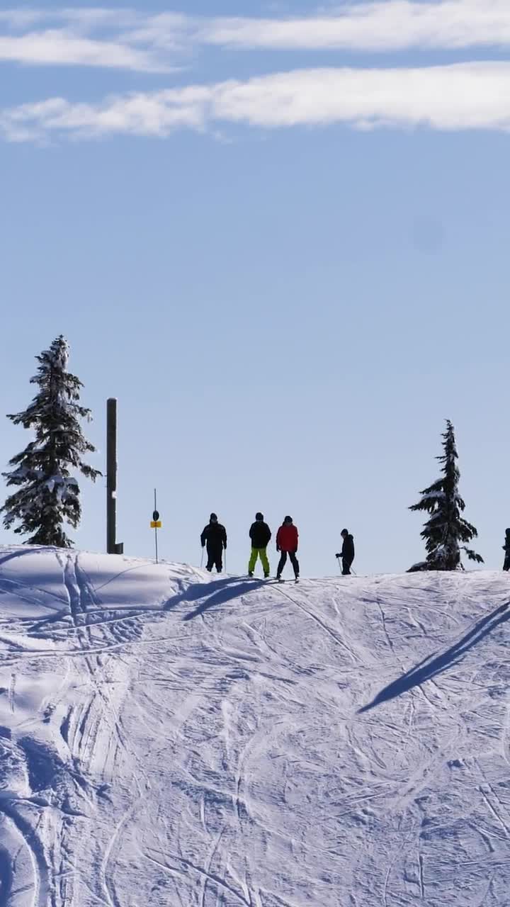 Free Video Stock tourists skiing on a snowy slope in canada Live Wallpaper