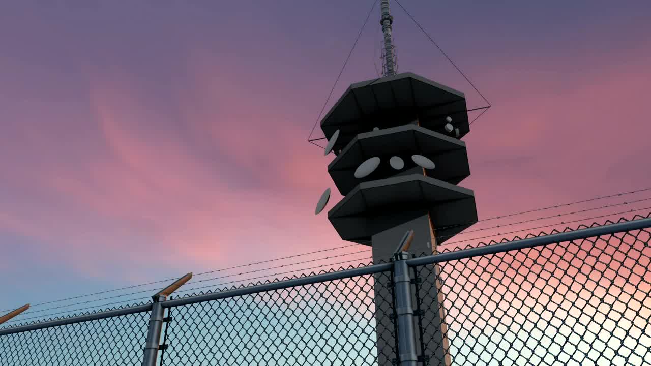 Free Video Stock tower with satellite dishes outside a grate Live Wallpaper
