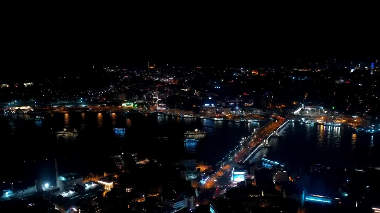 Free Video Stock traffic heading across the galata bridge at night Live Wallpaper