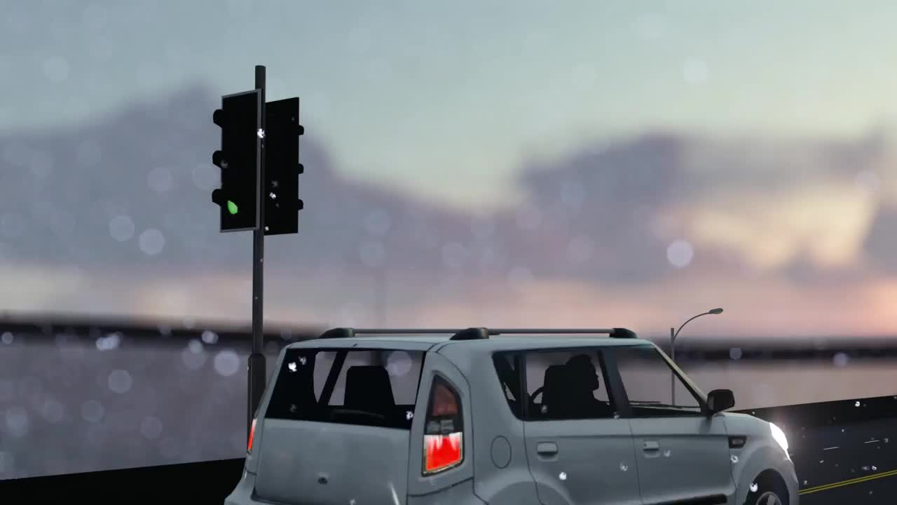 Free Video Stock traffic in a snowy day near a river Live Wallpaper