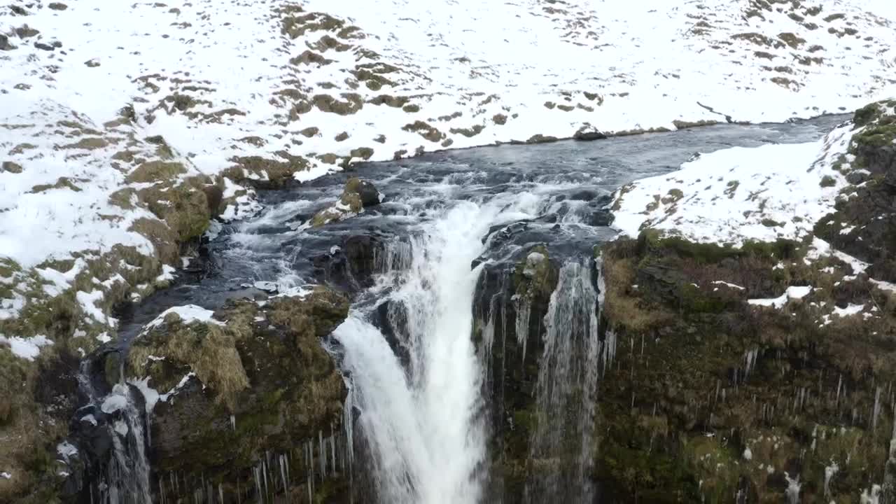 Free Stock Video Waterfall Of A River In Winter Falling Into A Canyon Live Wallpaper