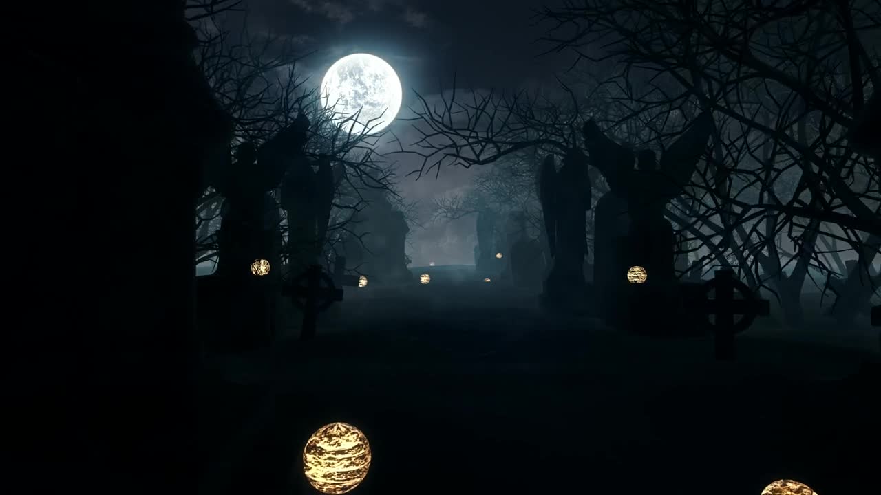Free Stock Video Walking Through The Graves Of A Creepy Cemetery Live Wallpaper