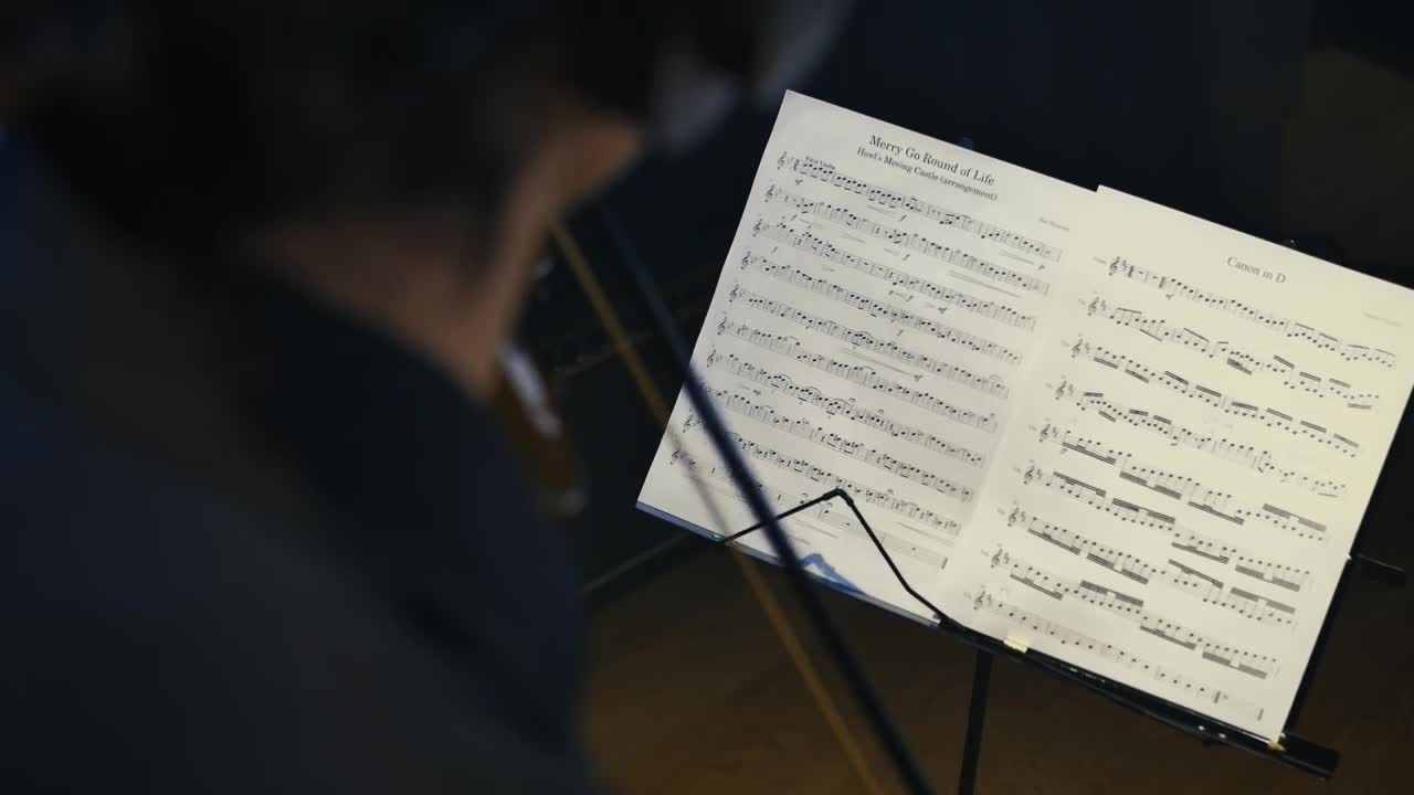 Free Stock Video Violinist Playing In A Studio Following A Score Live Wallpaper