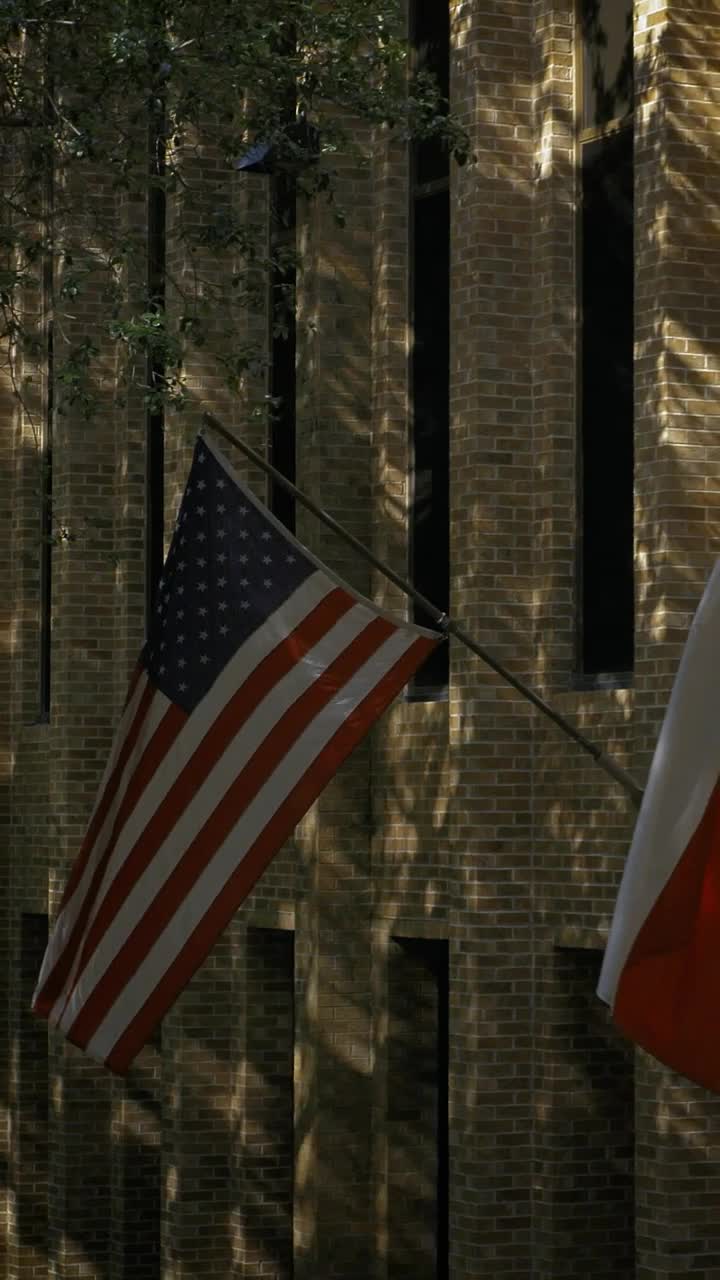 Free Stock Video Usa And Texas Flags Waving At A State Building Live Wallpaper