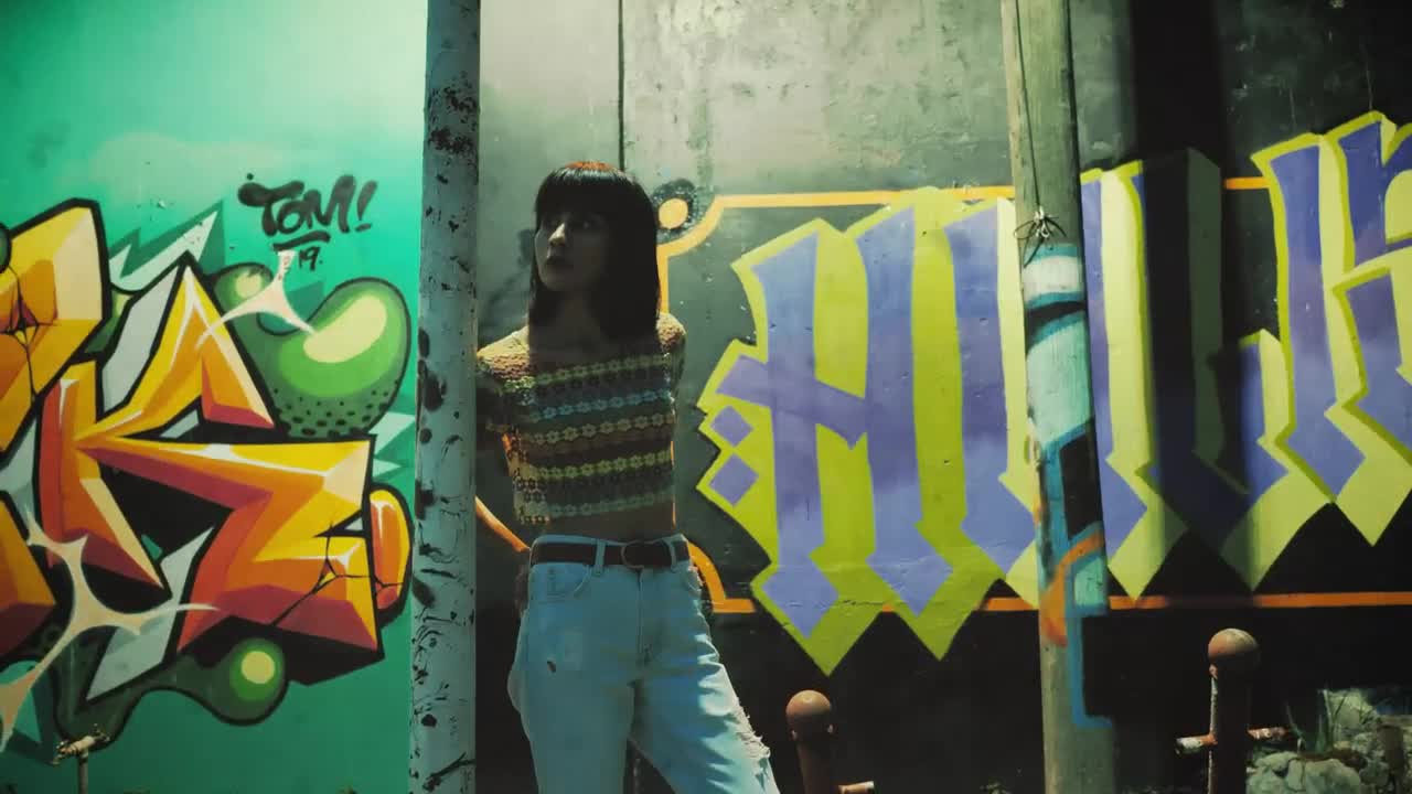 Free Stock Video Urban Woman Near Wall With Graffiti Live Wallpaper