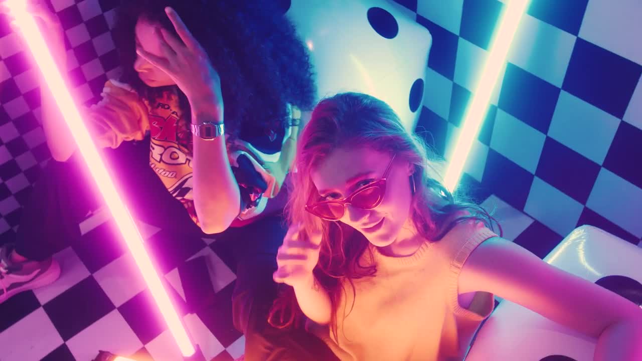 Free Stock Video Two Urban Girls Between Bars Of Colored Light Live Wallpaper