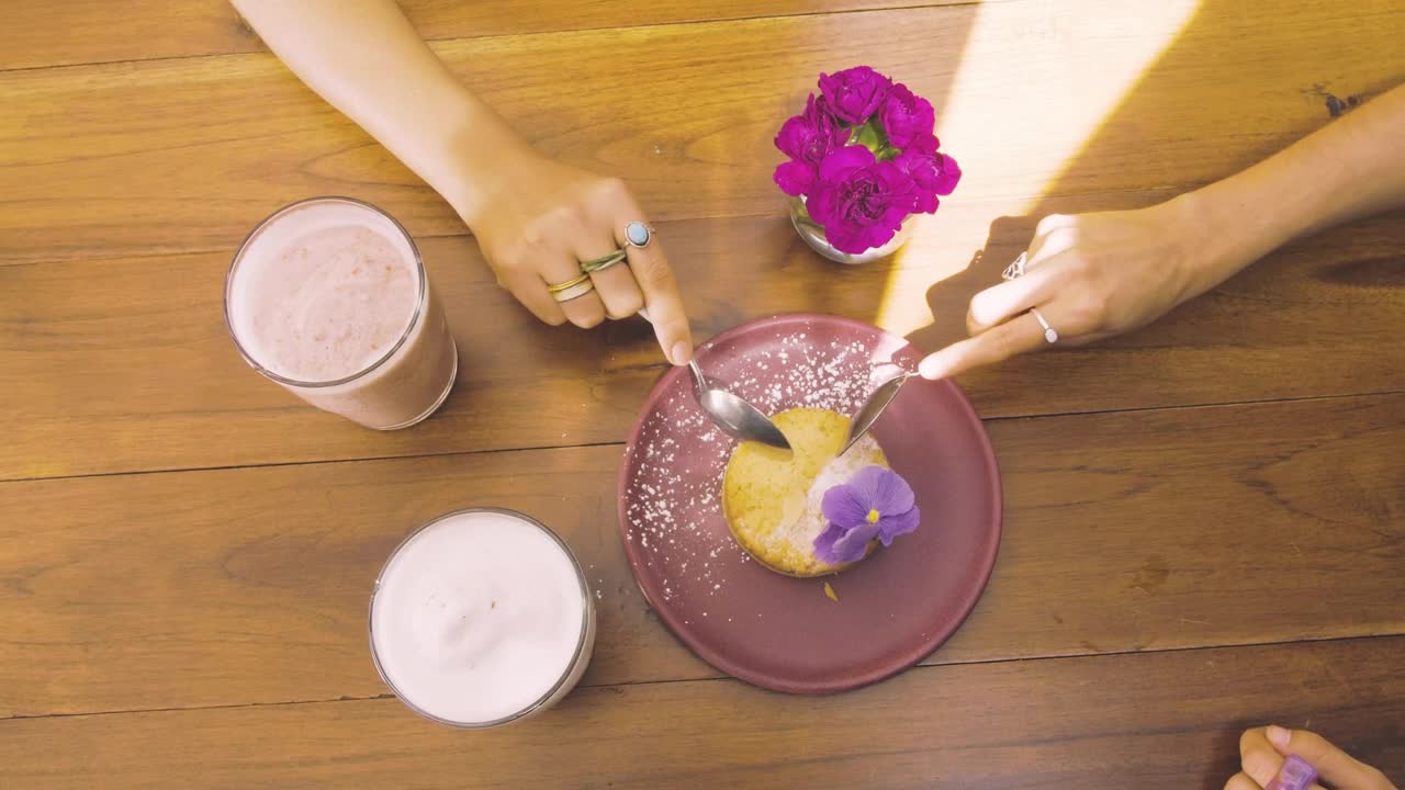 Free Stock Video Two People Having A Dessert On The Table Of A Live Wallpaper