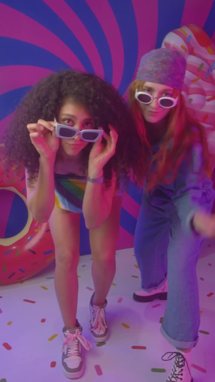 Free Stock Video Two Girls Dancing In A Colorful Spot Live Wallpaper