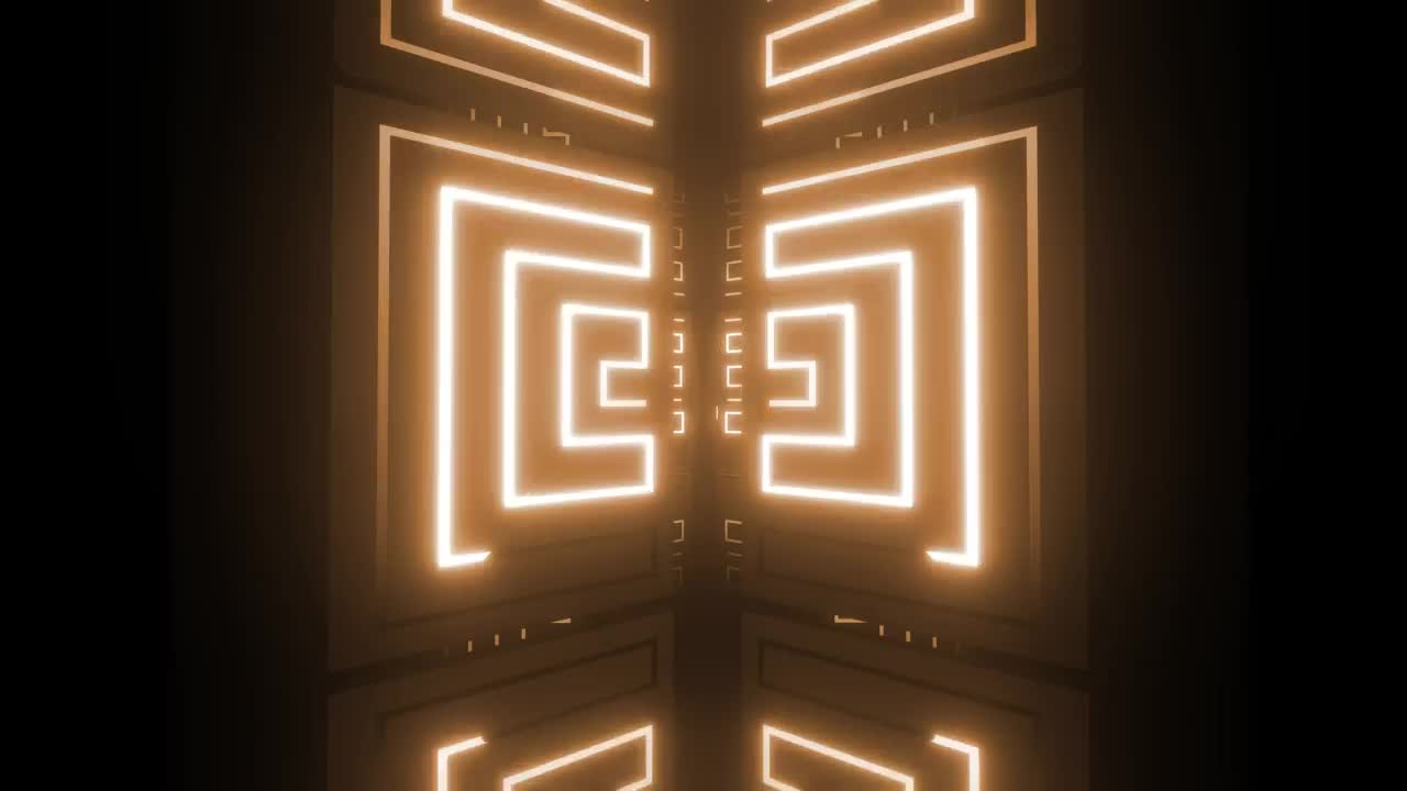Free Stock Video Tunnel With Neon Light Strokes In Geometric Shapes Live Wallpaper
