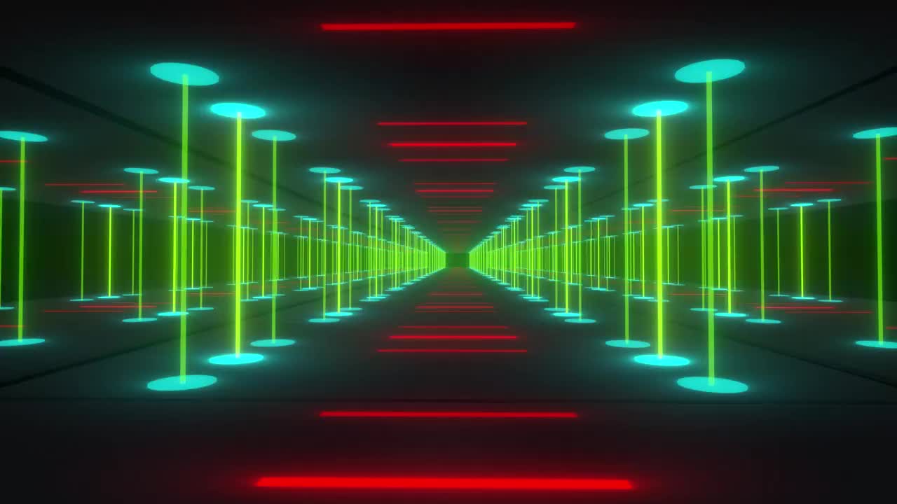 Free Stock Video Tunnel Between Walls Of Beams Of Green Color Light Live Wallpaper